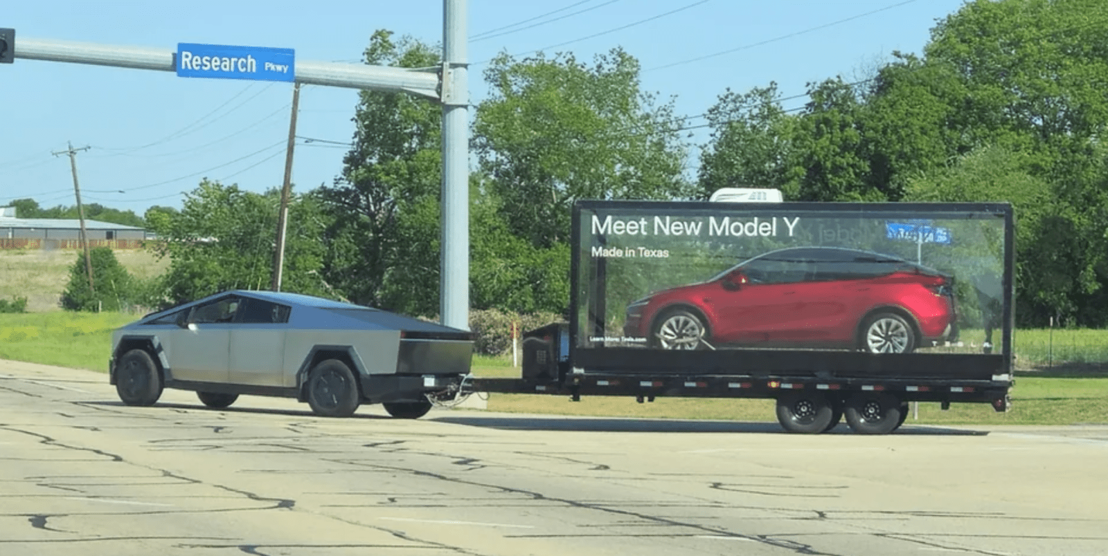 Tesla mobile billboard Model Y adversting